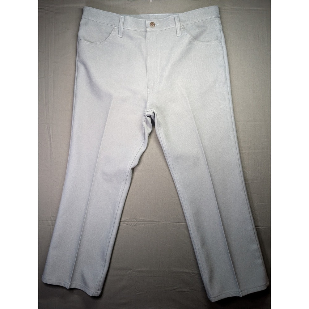 Wrangler Wrancher Dress Jeans 38x29 Gray Polyester Twill Flare Trousers 82GY